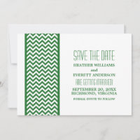 Green Chevron Border Save the Date Invite