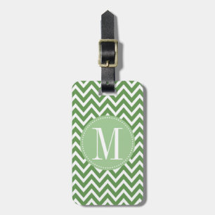 Green Chevron Custom Monogram Luggage Tag