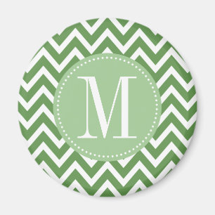 Green Chevron Custom Monogram Magnet