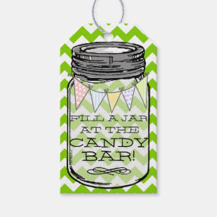 Green Chevron - Fill The Jar At Our Candy Bar Gift Tags