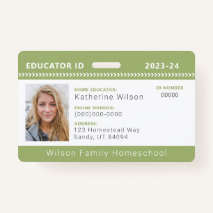 Green Chevron Homeschool Educator ID Badge