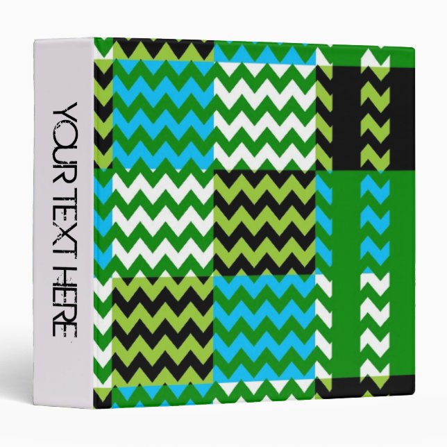 Green Chevron Pattern Personalized Binder (Front/Spine)