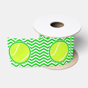 Green Chevron Pattern Tennis Ball Party Ribbon Satin Ribbon
