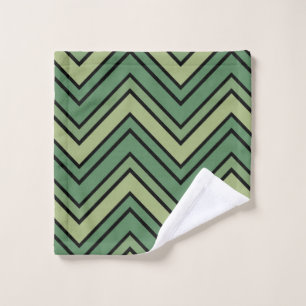 Green chevron patterned wash cloth
