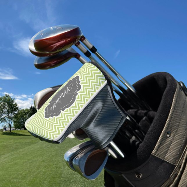 Green Chevron Personalized Golf Head Cover (Green Chevron Personalized Golf Head Cover)