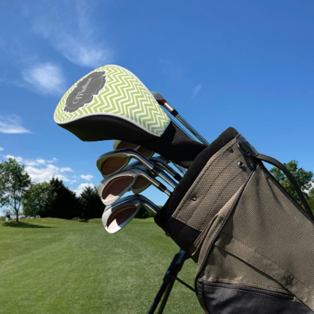 Green Chevron Personalized Golf Head Cover (Green Chevron Personalized Golf Head Cover)