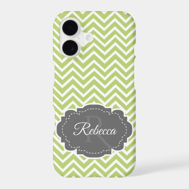 Green Chevron Personalized iPhone Case (Back)