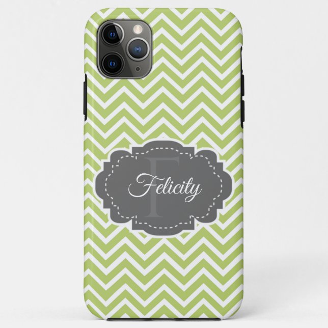 Green Chevron Personalized iPhone Case (Back)