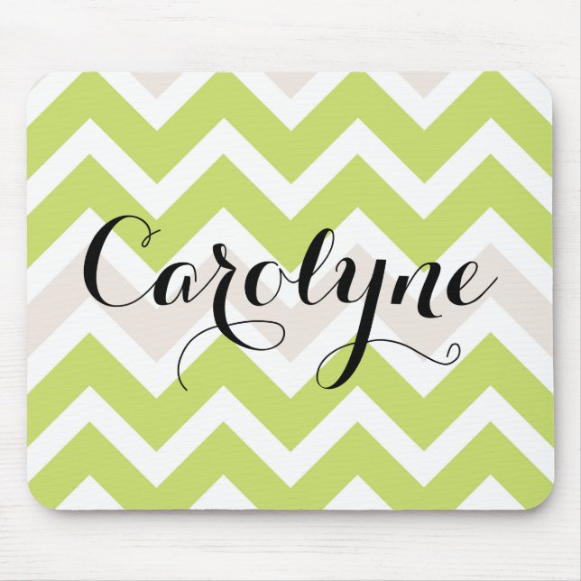 Green Chevron | Personalized Mousepad (Front)