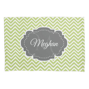 Green Chevron Personalized Pillowcase