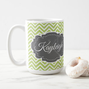 Green Chevron Personnalisé Café Mug