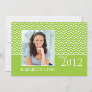 Green Chevron Photo Graduation Party Invitation