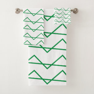 Green Chevron Stripe Pattern Bath Towel Set