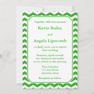 Green Chevron Wedding Invitations or Announcements