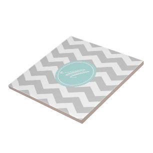 Green Chevron with Monogram Tiles