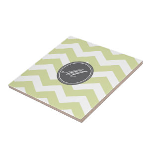 Green Chevron with Monogram Tiles