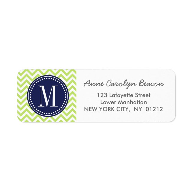 Green Chevron Zigzag Monogramme personnalisé (Devant)