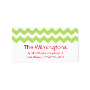 Green chevron zigzag pattern return address label