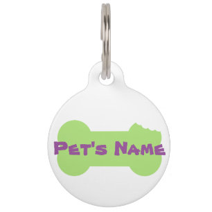 Green Chewed Bone Personalized Dog tag 2
