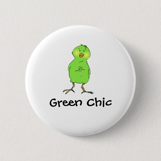 Green Chic 2 Inch Round Button (Front)