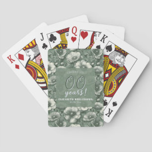 Green Chic Anemones Milestone Birthday Trendy Playing Cards