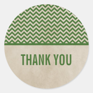 Green Chic Chevron Thank You Stickers
