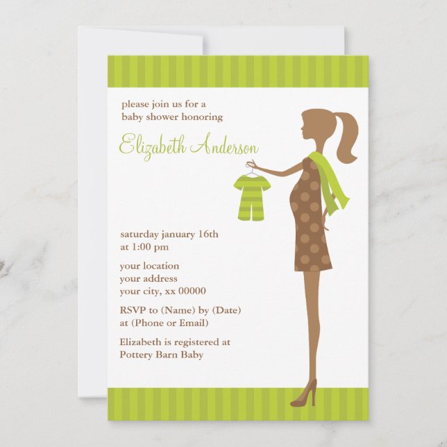 Green Chic Mom To Be Baby Shower Invitation (Front)