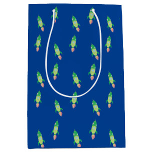 Green Childish Space Rocket  Medium Gift Bag