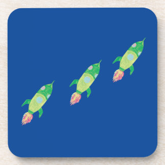 Green Childish Space Rockets Coaster