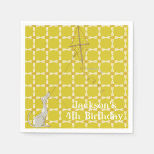 Green Children's Birthday Party Napkins with Dogs
