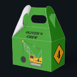 Green Children's Construction Birthday Paper  Favor Box<br><div class="desc">Celebrate your young foreman's special event with a construction themed party. Simple party paper favour box with construction theme. Fully personalizable and available in three bright youthful colours. Contact us for assistance in personalizing or customizing to your need.</div>