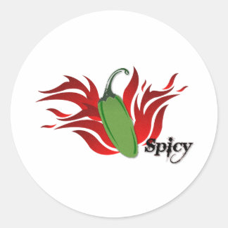 Green Chili Pepper Design Classic Round Sticker