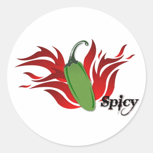 Green Chili Pepper Design Classic Round Sticker (Front)