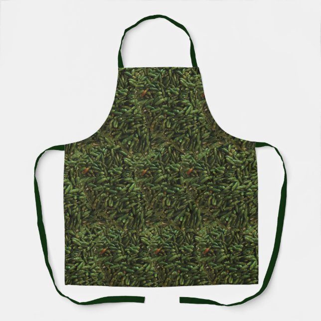 Green Chili Pepper Pattern Apron (Front)