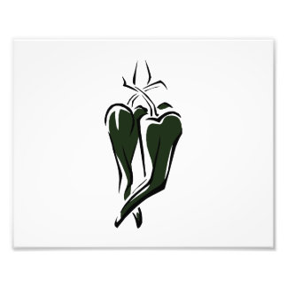 Green chili pepper two dancing abstract photo print