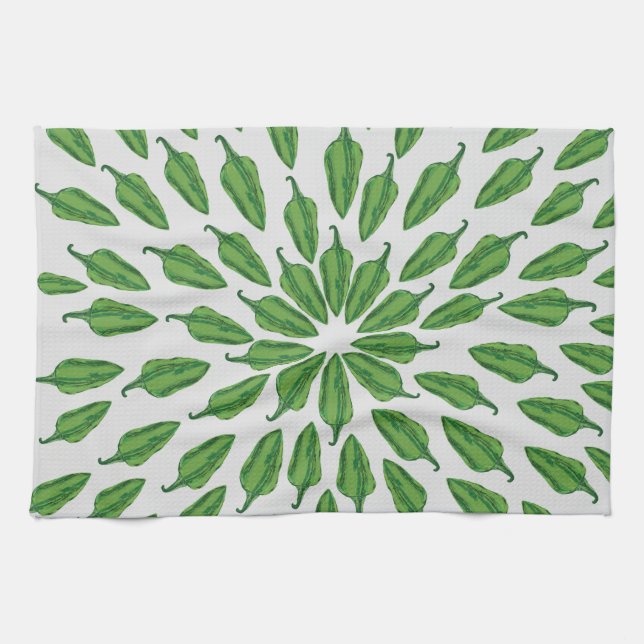 Green Chili Peppers Kitchen Towel (Horizontal)