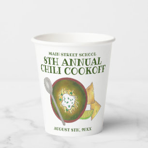 Green Chilli Verde Chili Cookoff Cook-Off Food Paper Cups
