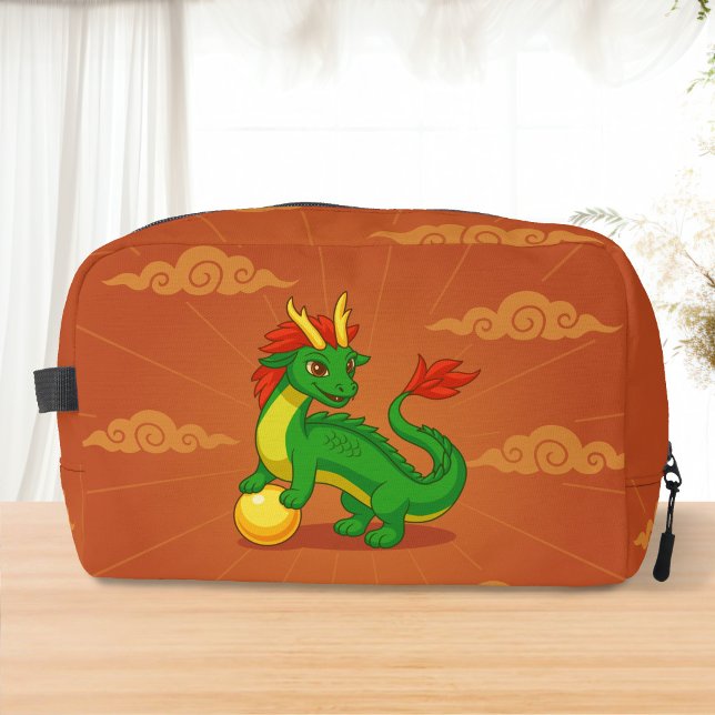 Green Chinese Dragon on Red Dopp Kit (Creator Uploaded)