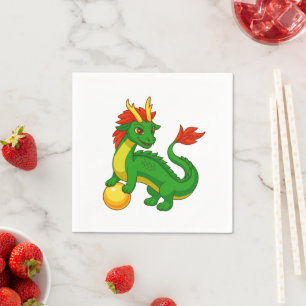 Green Chinese Dragon V2 Napkin