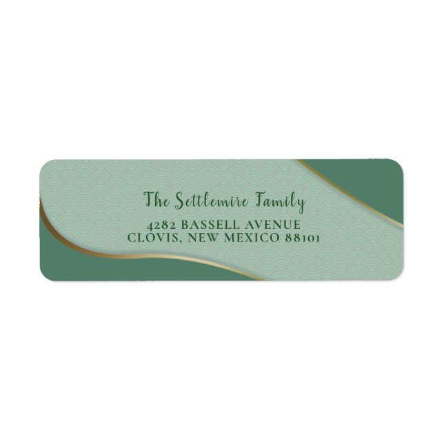 Green Chinoiserie Abstract Cloud Pattern Gold Line (Front)