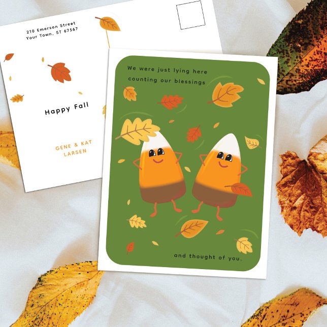 Green | Chocolate Candy Corn Duo | Thanksgiving Holiday Postcard (Creator Uploaded)