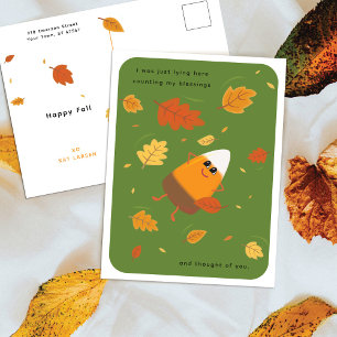 Green Chocolate Candy Corn Thanksgiving Holiday Postcard