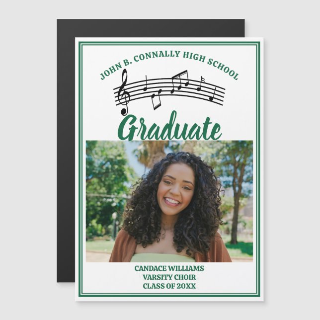 Green Choir Photo High School Graduation Magnet (Front/Back)