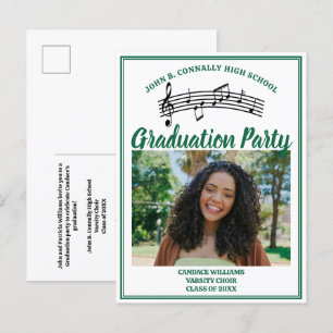 Green Choir Photo High School Graduation Party Invitation Postcard