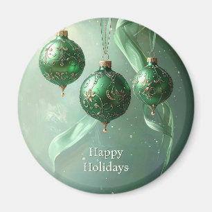 Green Christmas Ball Holiday Magnet