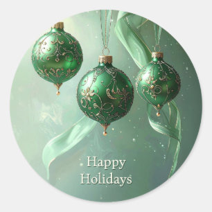 Green Christmas Ball Holiday Sticker