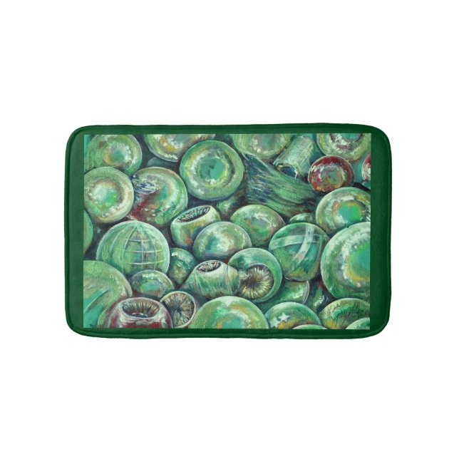 Green Christmas Balls Bath Mat (Front)