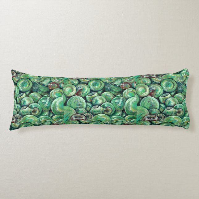 Green Christmas Balls Body Pillow (Front)