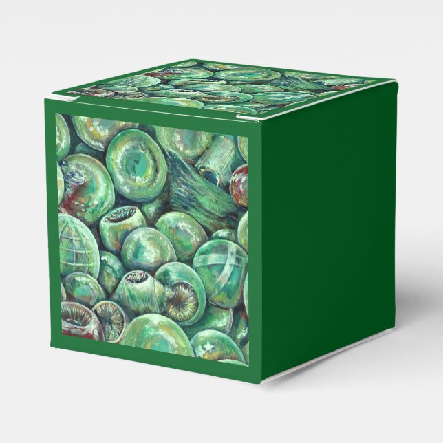 Green Christmas Balls Favor Box (Front Side)