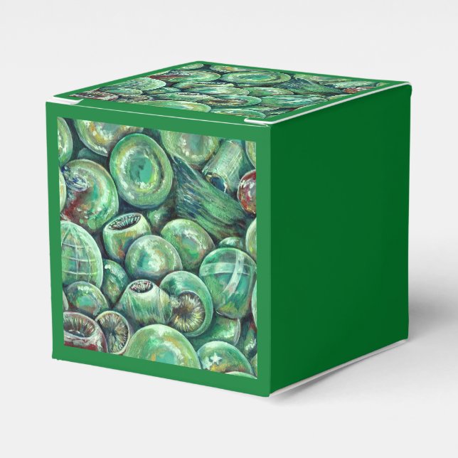 Green Christmas Balls Favor Box (Front Side)